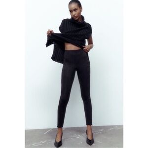 Zara Faux Suede Black Leggings